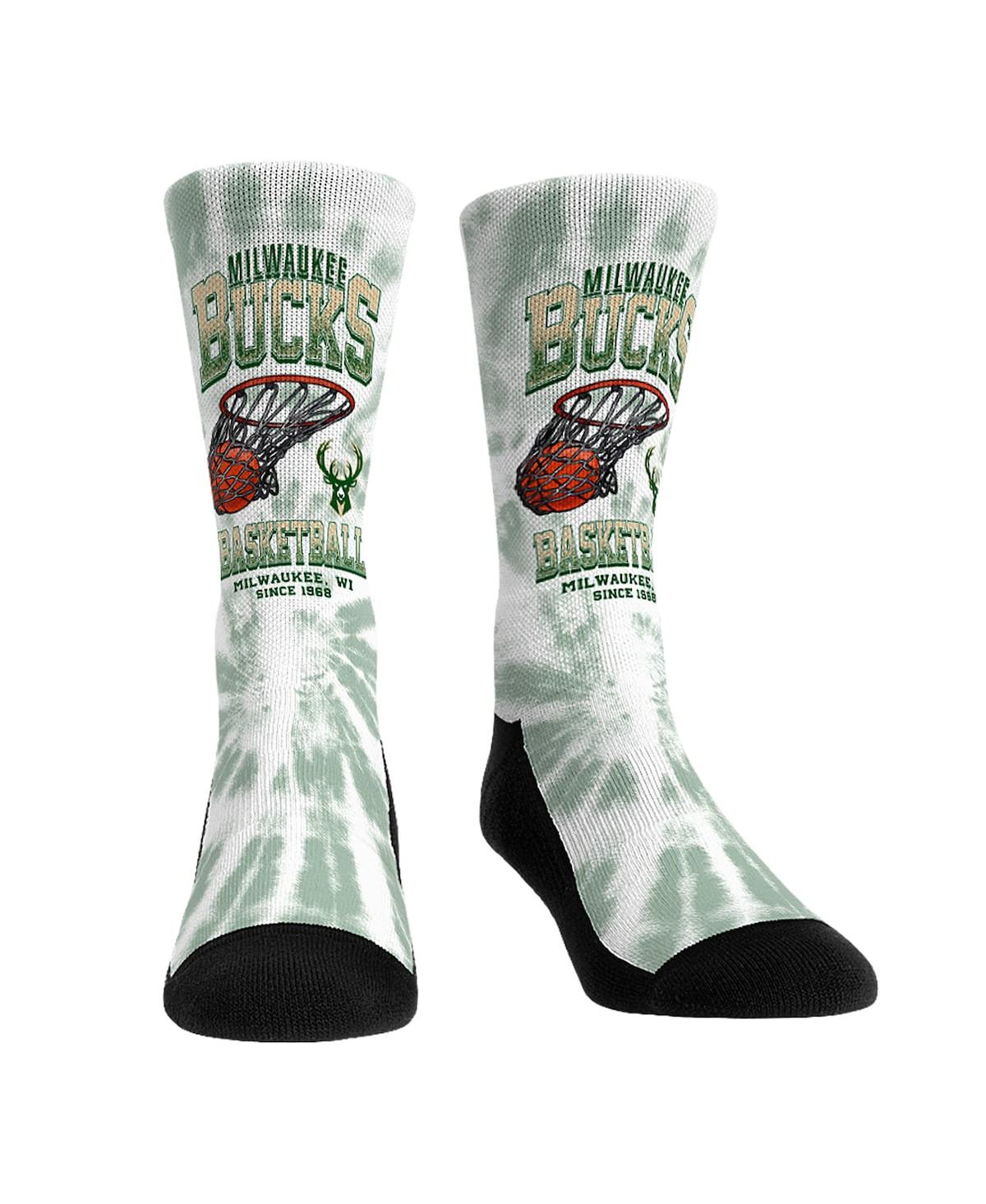 Rock 'em Men's And Women's  Socks Milwaukee Bucks Vintage-like Hoop Crew Socks In Green,white