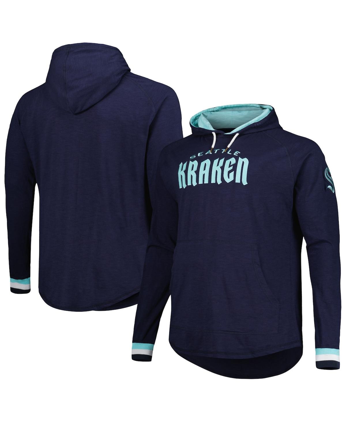 Shop Mitchell & Ness Men's  Deep Sea Blue Seattle Kraken Big And Tall Legendary Raglan Pullover Hoodie