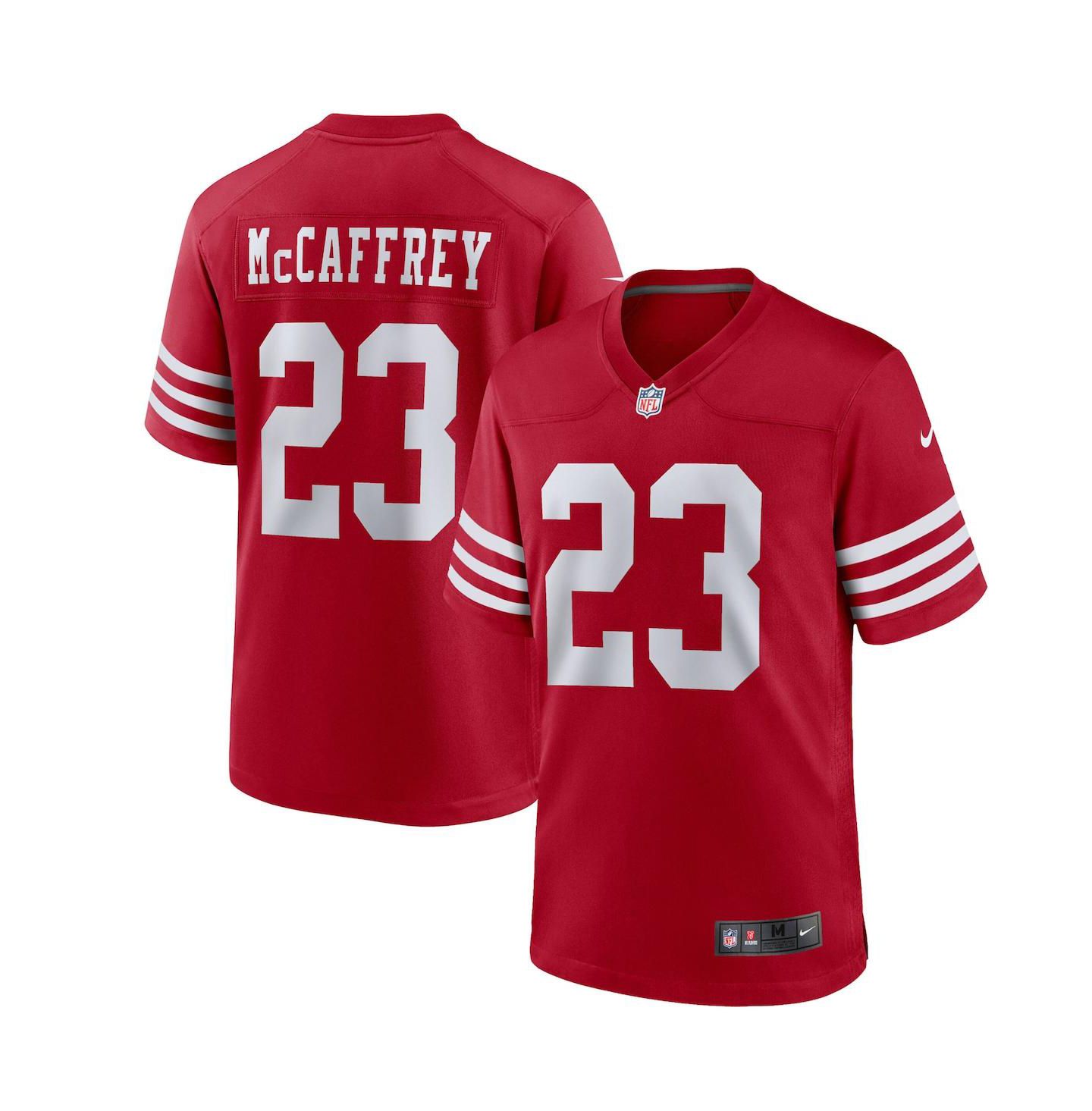 Детская игровая джерси Nike Christian McCaffrey San Francisco 49ers, цвет: Алый — фото 1