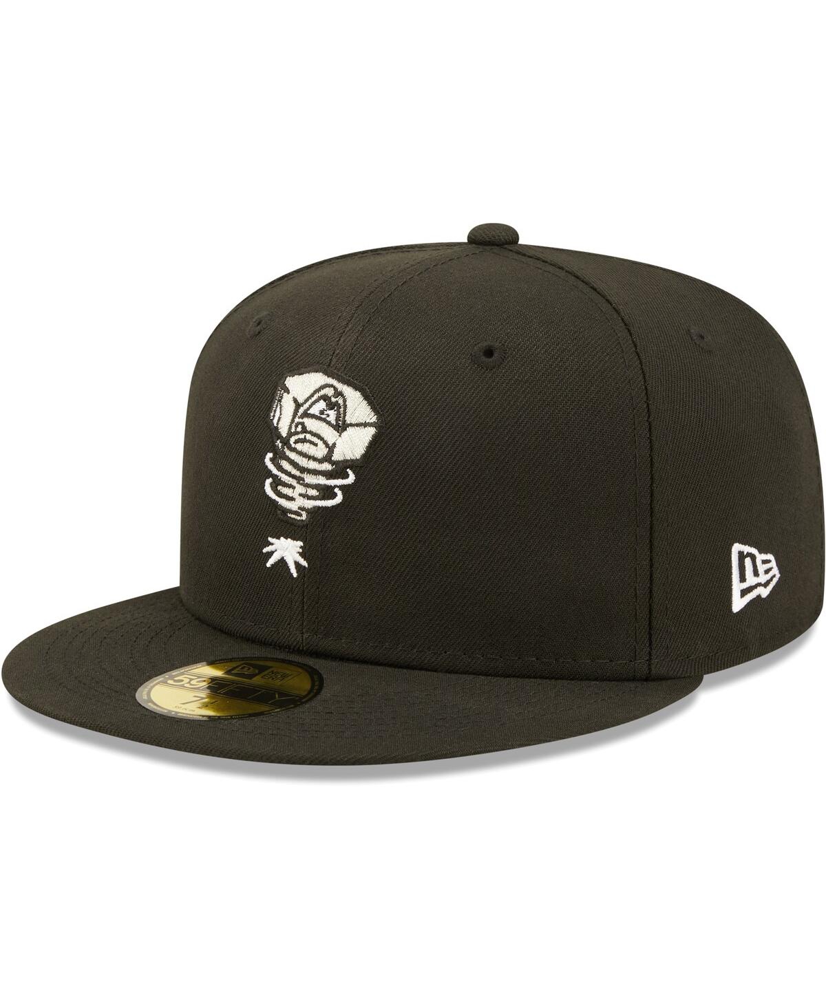 NEW ERA MEN'S NEW ERA BLACK LANSING LUGNUTS AUTHENTIC COLLECTION TEAM 59FIFTY FITTED HAT 