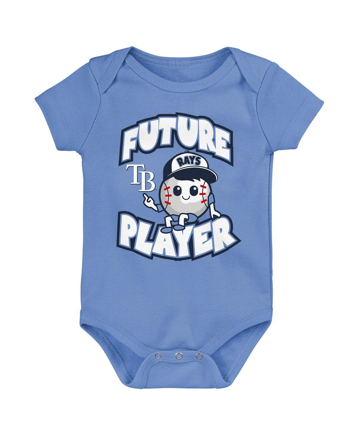Shop Outerstuff Newborn And Infant Boys And Girls Light Blue, Navy, White Tampa Bay Rays Minor League Player Three-p In Light Blue,navy,white