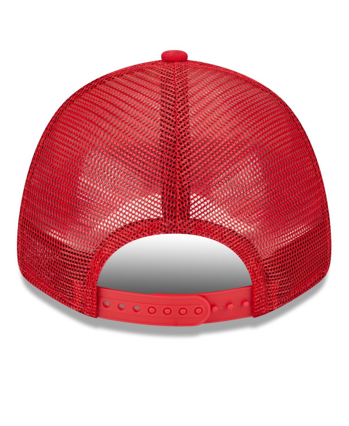 New Era Men's  White, Red Washington Nationals Team Stripe Trucker 9forty Snapback Hat In White,red