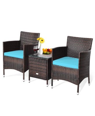 3 PCS PE Rattan Wicker Furniture Sets