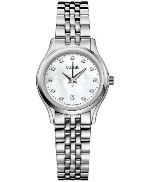 Женские часы Balmain Swiss Beleganza Diamond (1/20 ct. t.w.) Stainless Steel Bracelet Watch 28mm