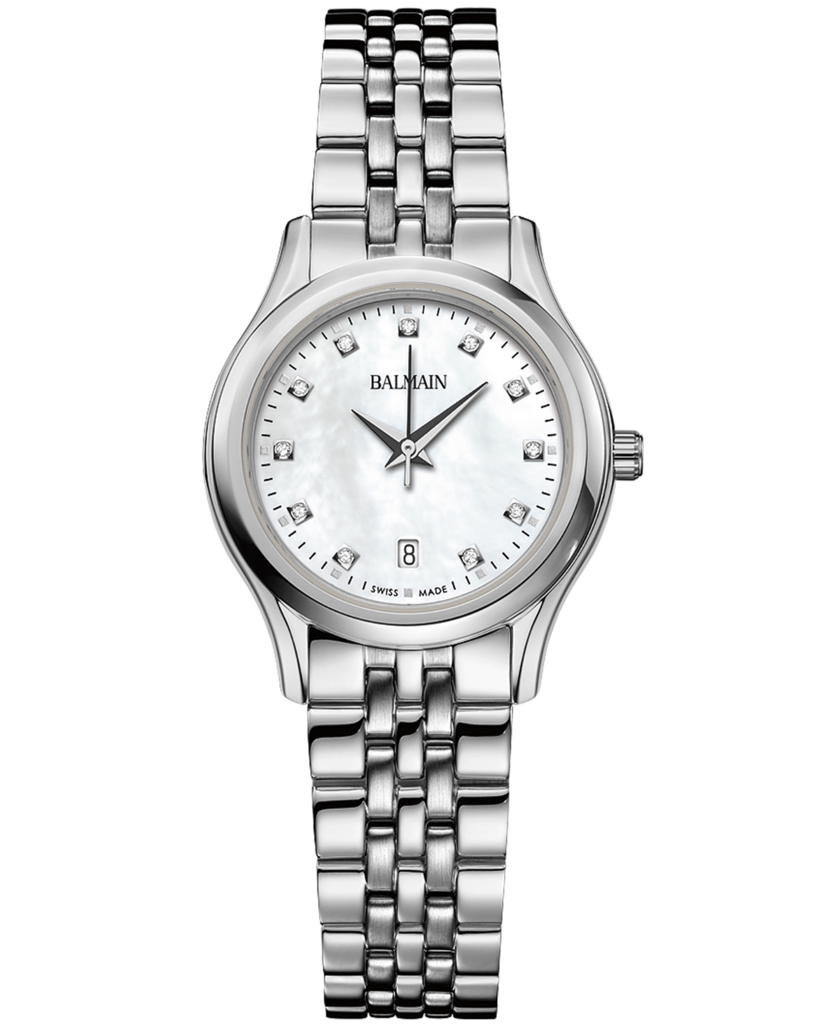 Women's Swiss Beleganza Diamond (1/20 ct. t.w.) Stainless Steel Bracelet Watch 28mm - Silver
