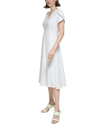 Calvin Klein Women's Tulip Sleeve Midi Dress White Size 20W