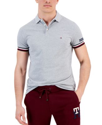 Tommy Hilfiger - Men's Monotype Logo Striped Cuff Short Sleeve Polo Shirt