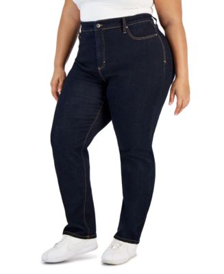 Plus Size Mid Rise Straight Leg Jean