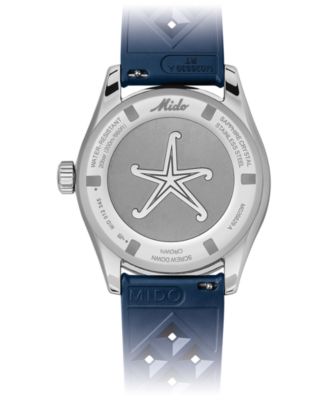 Unisex Swiss Automatic Ocean Star Decompression Worldtimer Blue Rubber Strap Watch 41mm
