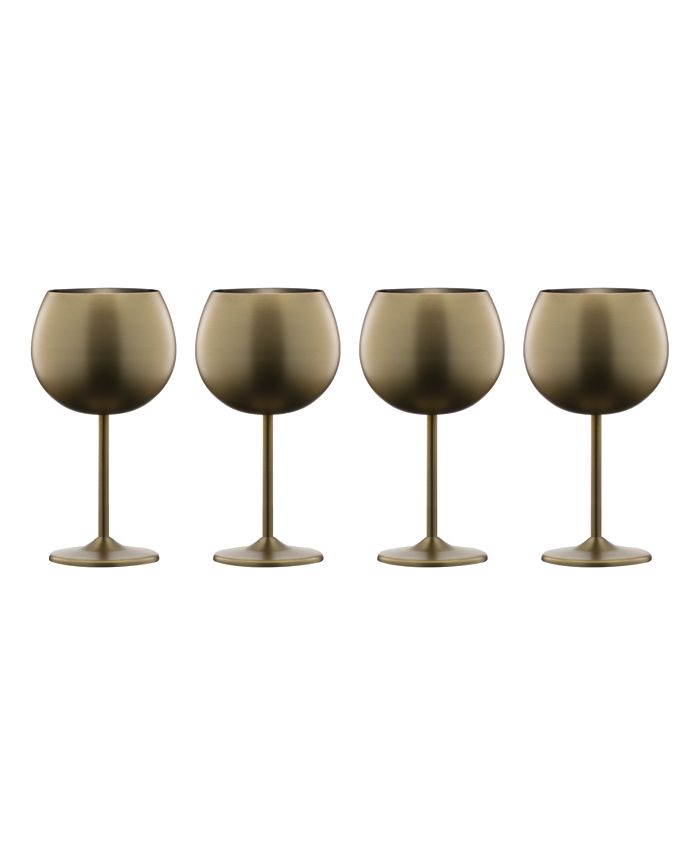 Cambridge 12 oz Brushed Gold Stainless Steel Red Wine Glasses, Set of 4 - Gold