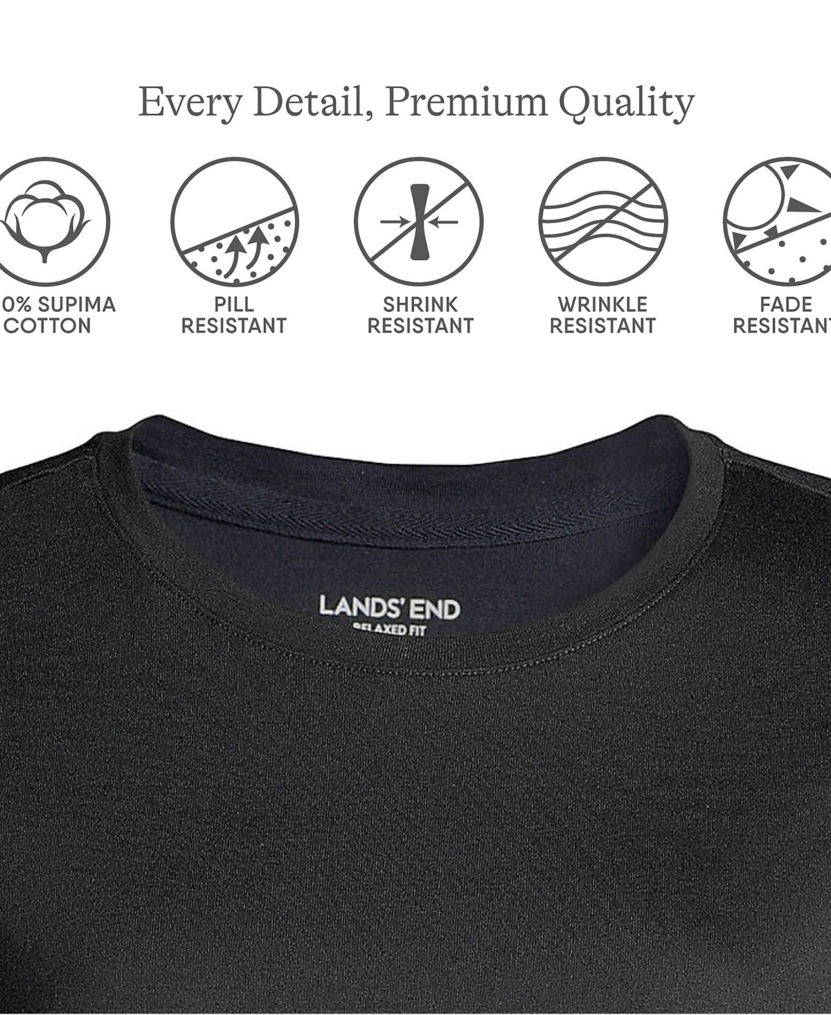 Lands' End Women's Tall Relaxed Supima Cotton Crew Neck T-Shirt