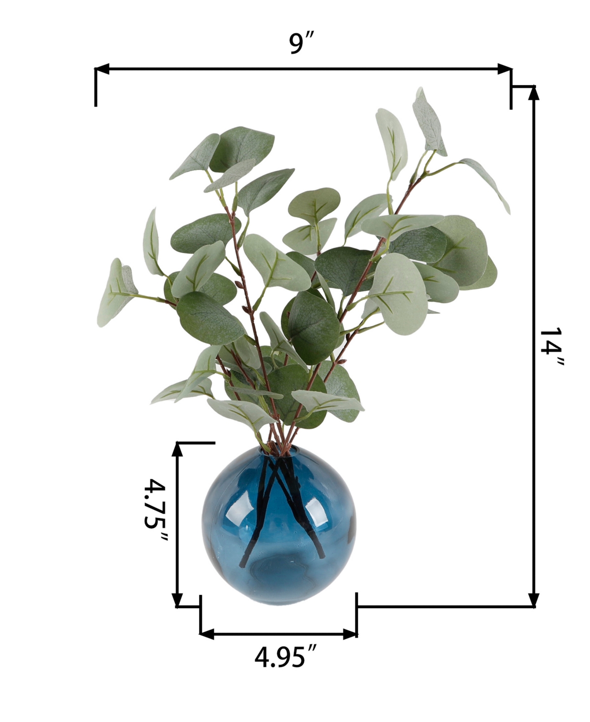 Flora Bunda H Silver-Tone Dollar Leaf in H Glass Vase