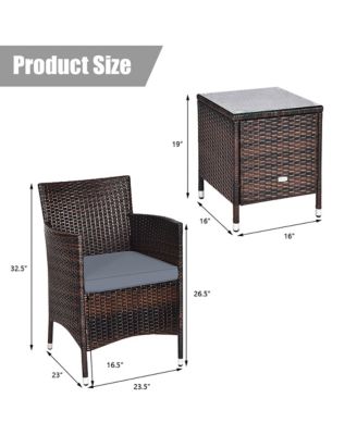 3 PCS PE Rattan Wicker Furniture Sets