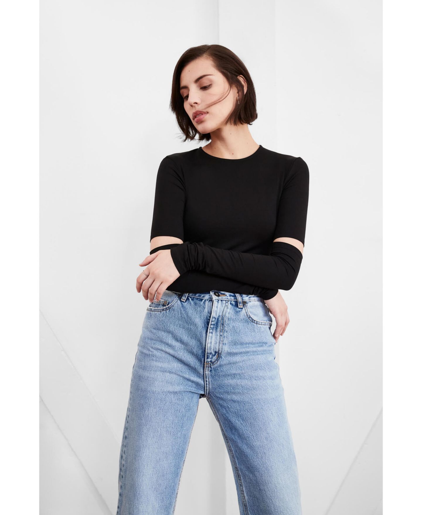 Женский топ Marcella Indra Long-Sleeve Stretch Jersey with Elbow Cutouts, цвет: Чёрный — фото 2
