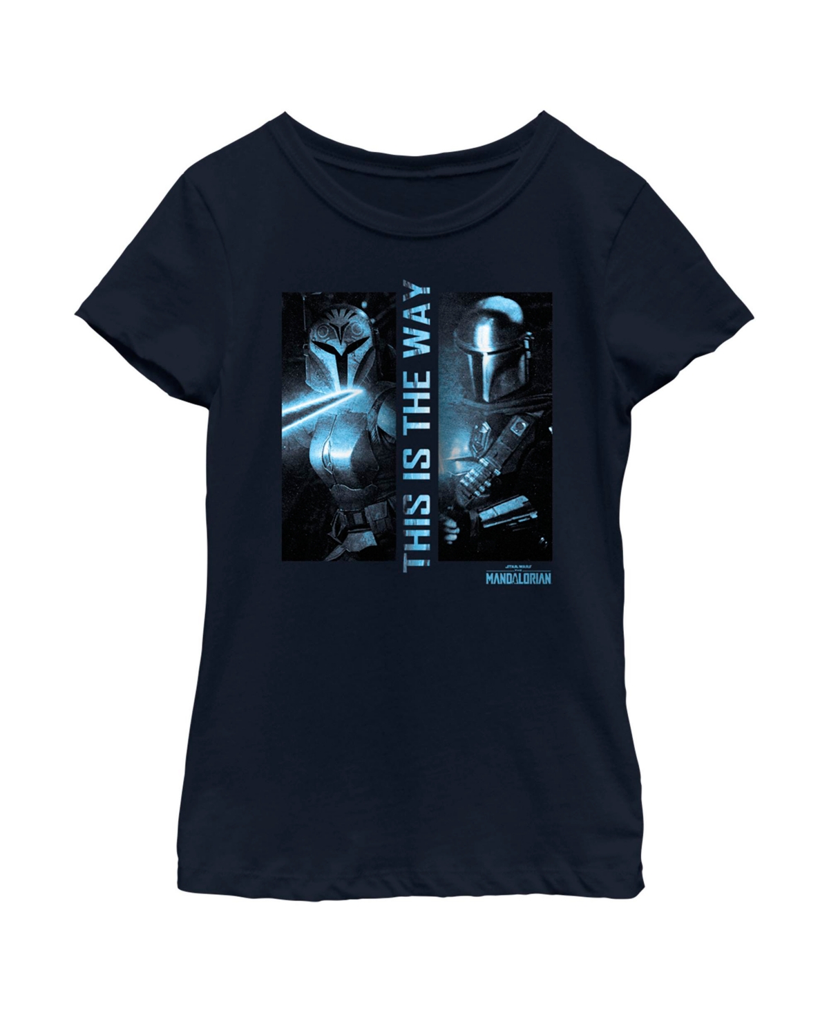 Disney Lucasfilm Girl's Star Wars: The Mandalorian Din Djarin And Bo-catan Kryze This Is The Way Child T-shirt In Navy Blue