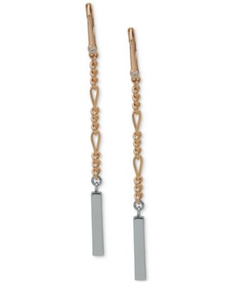 DKNY - Two-Tone Bar & Chain Linear Drop Earrings