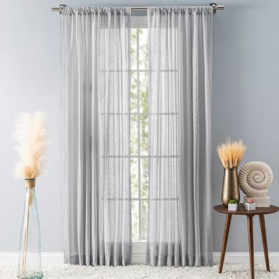 Stripe Lace Rod Pocket Curtain Panel 54"W x 96"L