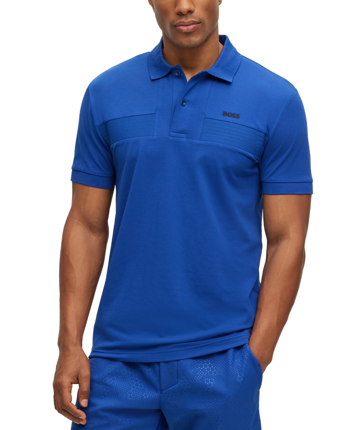 Hugo Boss Boss By  Men's Slim-fit Striped Tape Polo Shirt In Light Blue