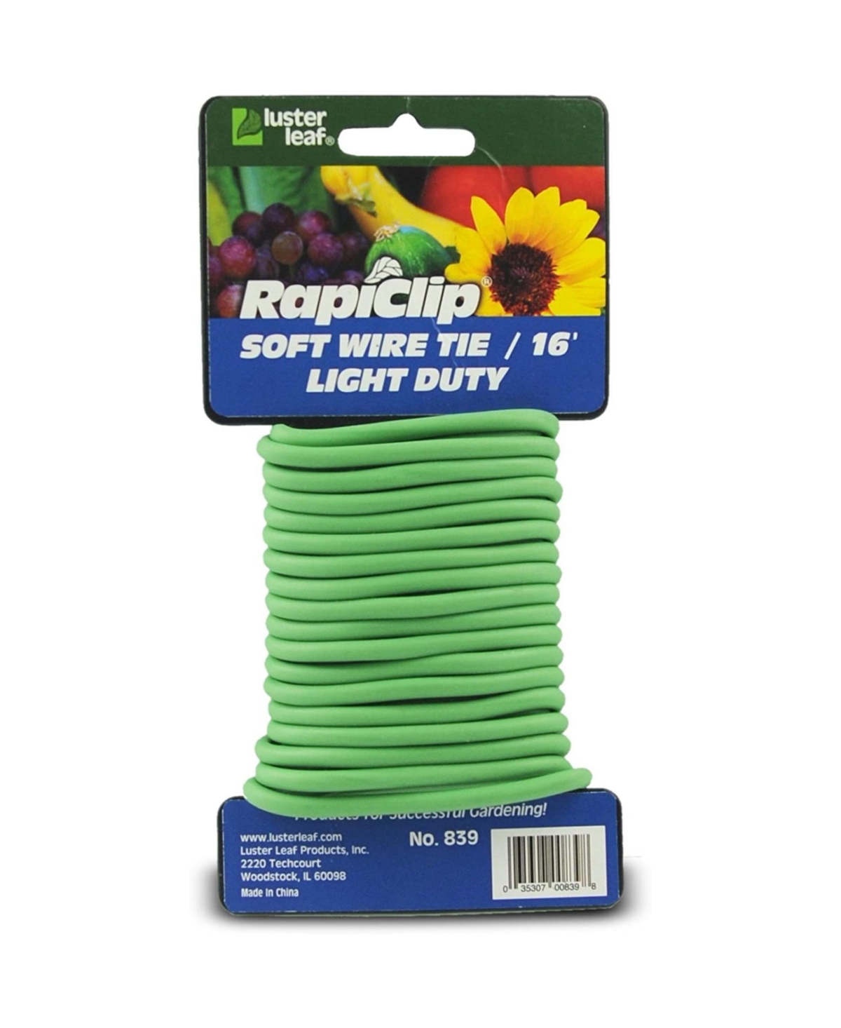 Luster Leaf 856 Rapiclip Vinyl Stretch Plant Wire Tie, Green - Green