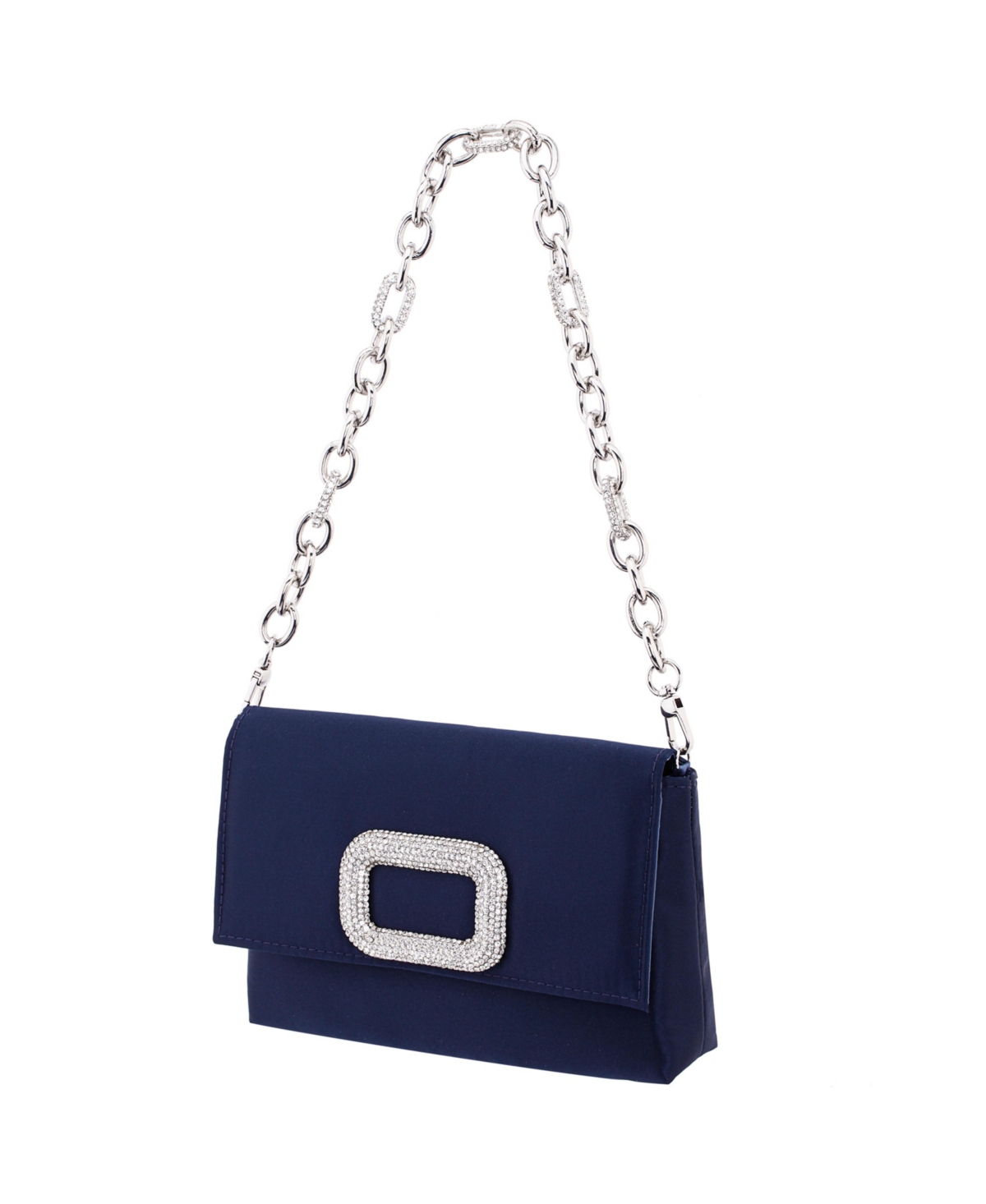 Nina Shoulder Bag With Crystal Ornament And Strap In Navy