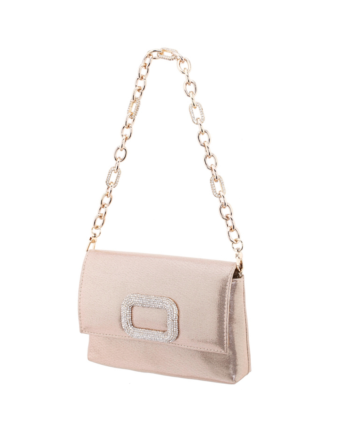 Nina Shoulder Bag With Crystal Ornament And Strap In Taupe
