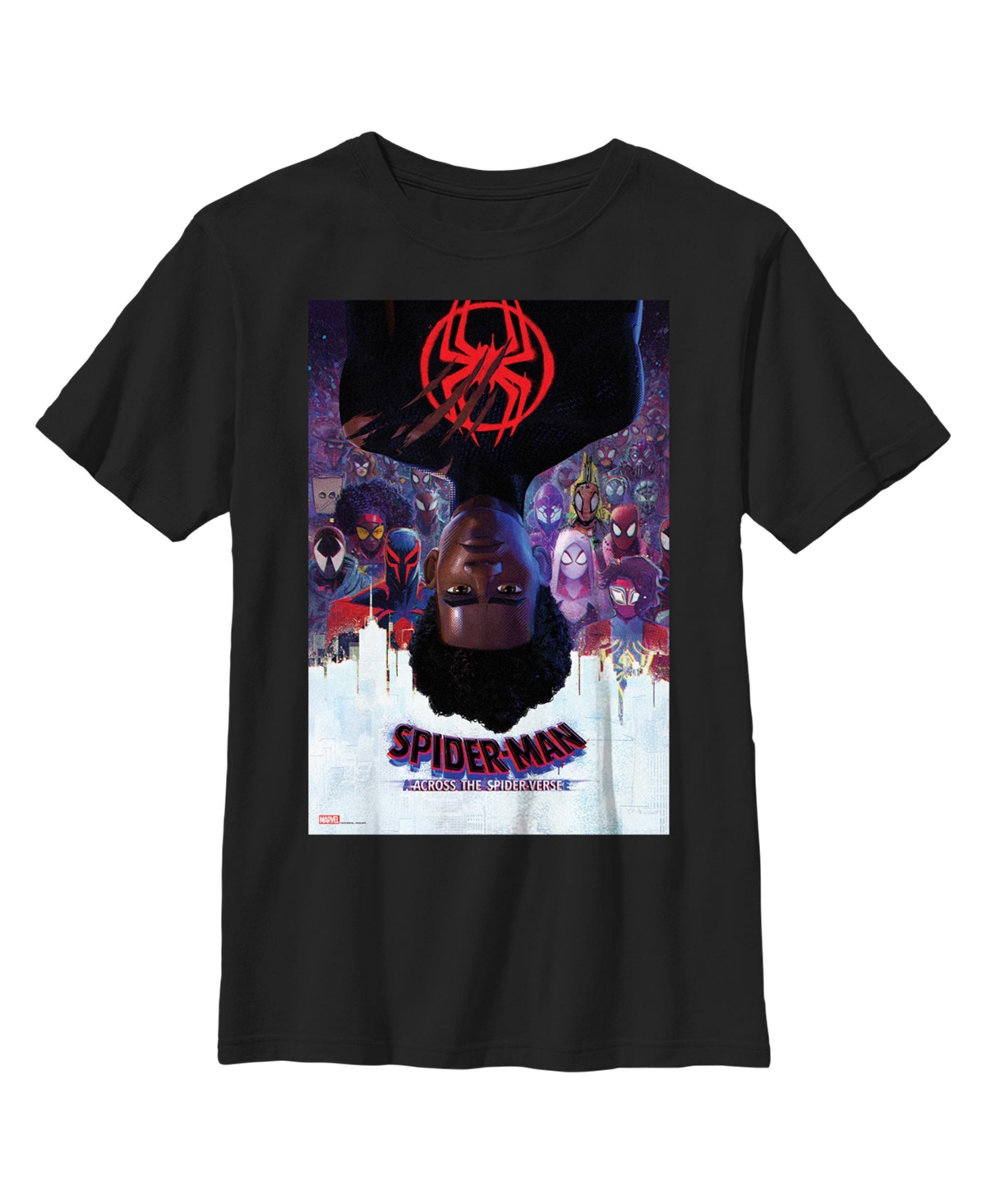 Boy's Spider-Man: Across the Spider-Verse Miles Morales Movie Poster Child T-Shirt - Black