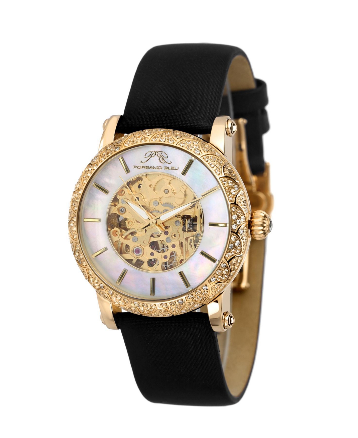 Women's Liza Automatic Satin Covered Leather Band Watch 691BLIL - Gold
