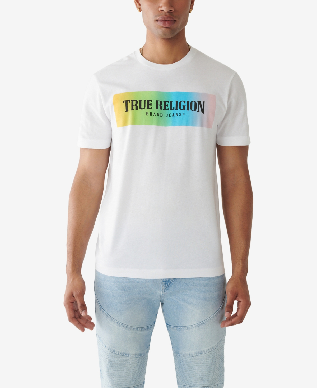 True Religion Men's Short Sleeve Logo T-shirt In Optic White | ModeSens