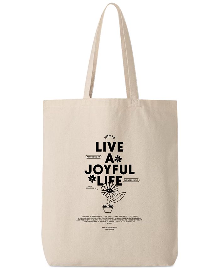 The Qi Cotton Canvas Joyful Life Graphic Tote Bag - Macy's