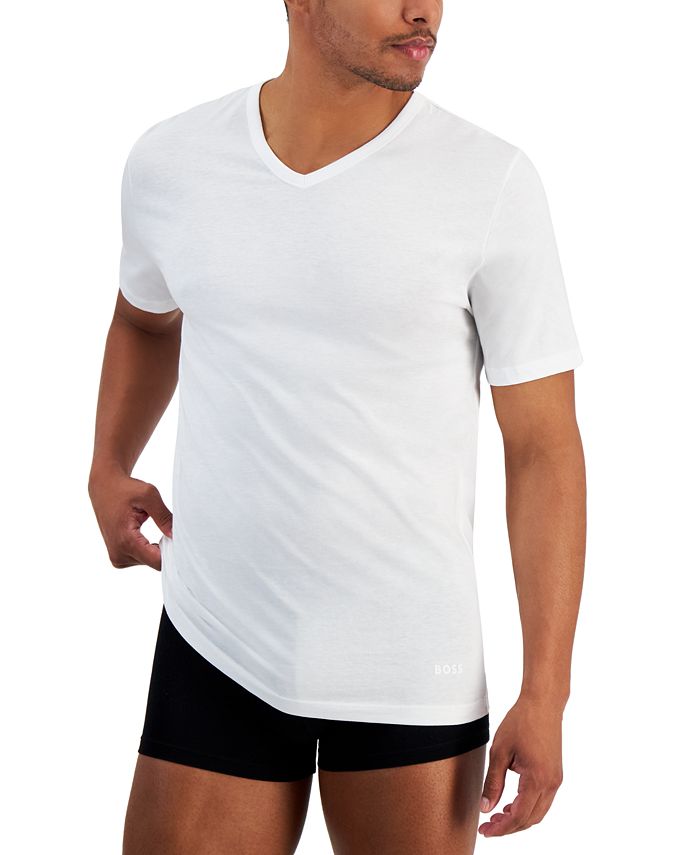 BOSS Men's Authentic 5-Pk. Solid Cotton V-Neck T-Shirts - Macy's