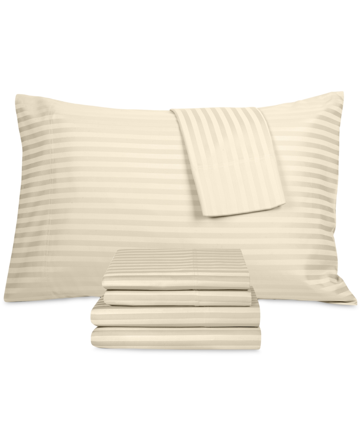 Fairfield Square Collection Brookline 1400 Thread Count 6 Pc. Sheet Set, California King, Exclusively At Macy's In Ivory Stripe