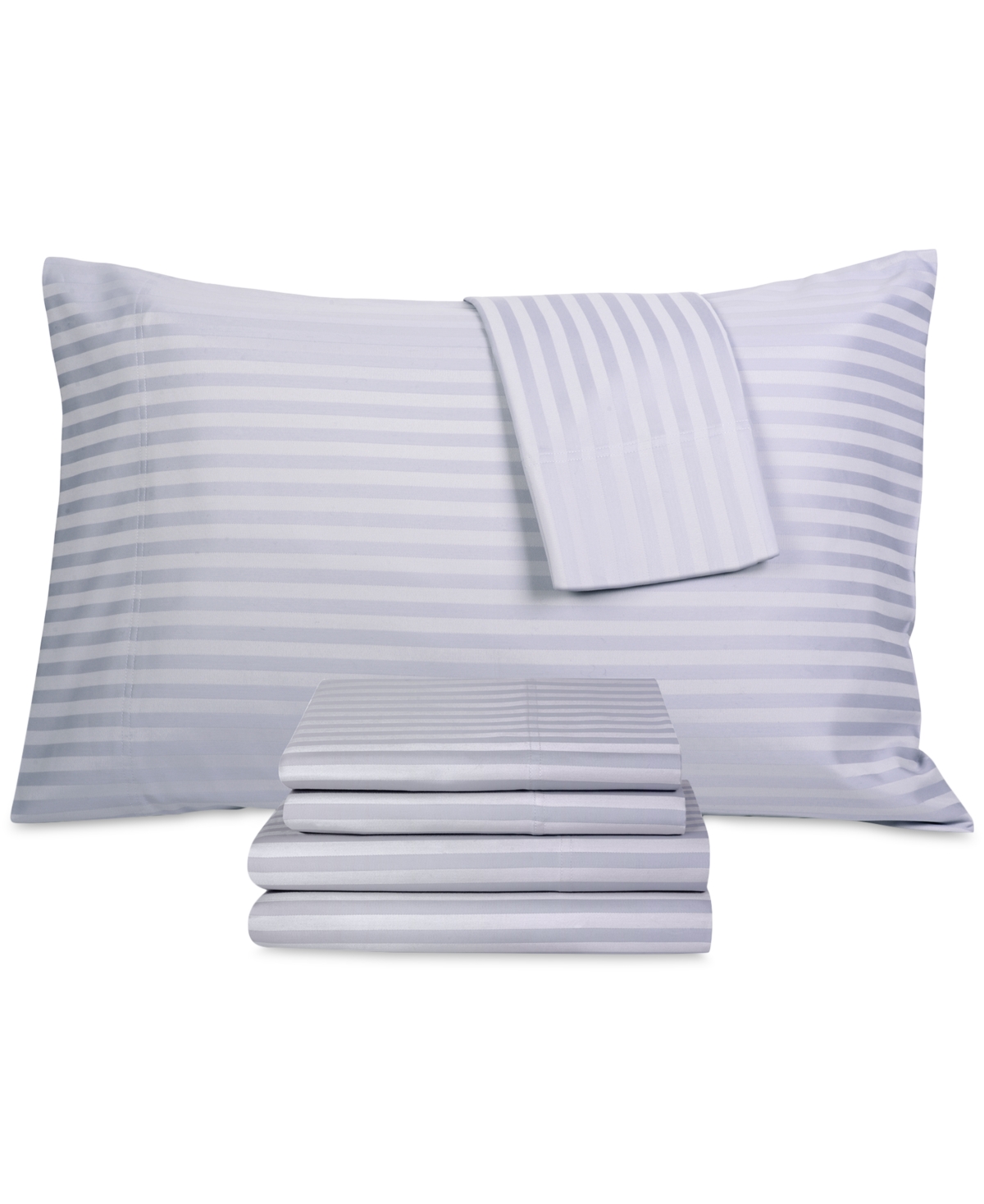 Fairfield Square Collection Brookline 1400 Thread Count 6 Pc. Sheet Set, California King, Exclusively At Macy's In Sky Blue Stripe