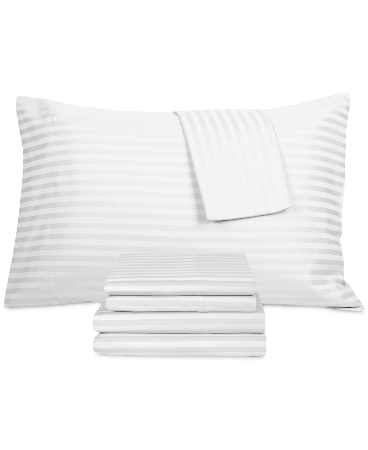 Fairfield Square Collection Brookline 1400 Thread Count 6 Pc. Sheet Set, California King, Exclusively At Macy's In White Stripe