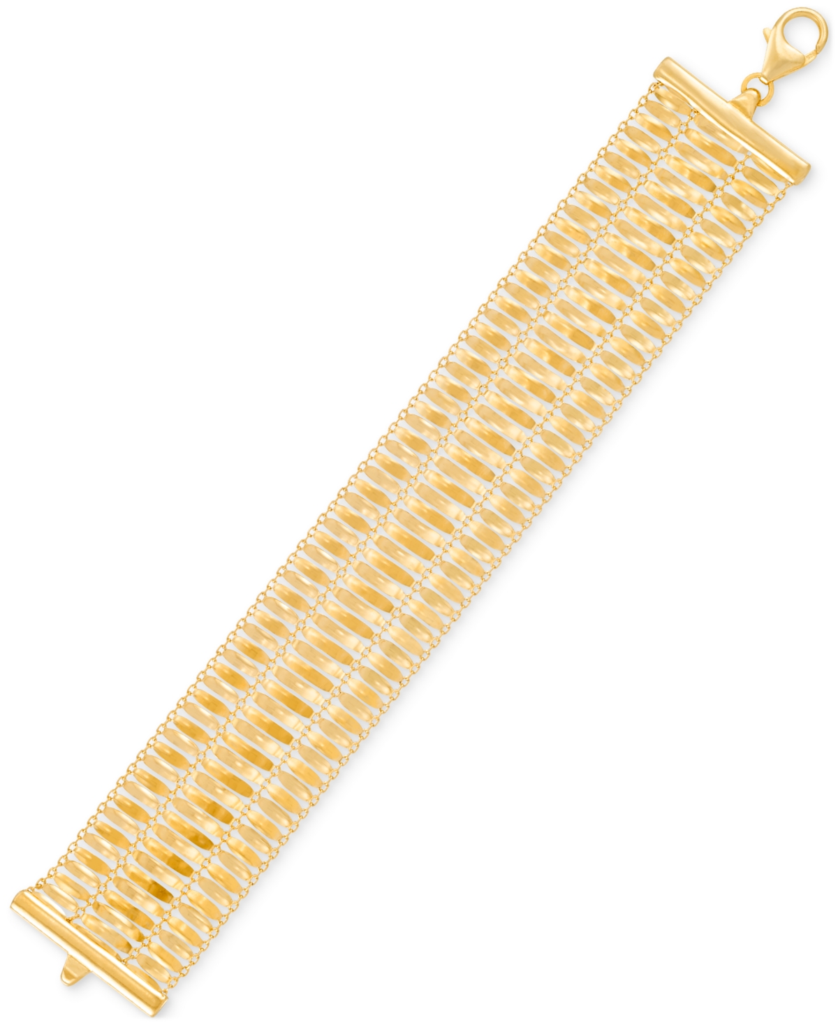 Macy's Triple Strand Cleopatra Flexible Link Bracelet In 14k Gold-plated Sterling Silver In Gold Over Silver