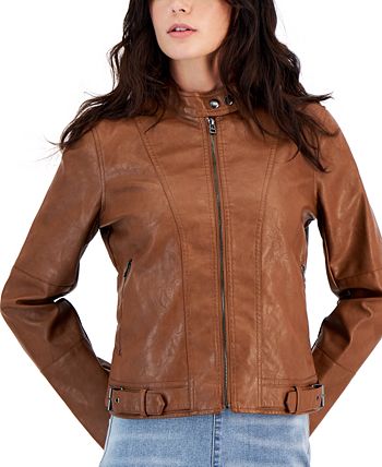 Maralyn Me Juniors Faux Leather Long Sleeve Moto Jacket Macy s