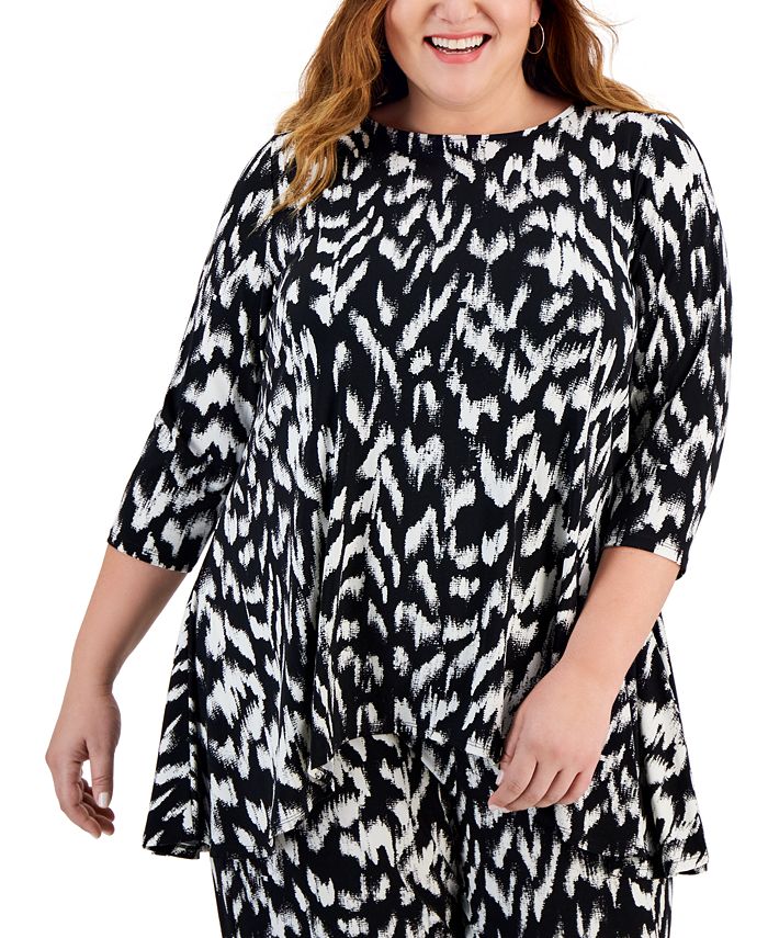 Plus Size Printed Swing Top, Created for Macy's