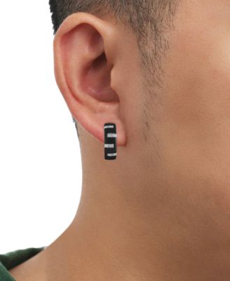 Men's Diamond Zigzag Small Hoop Earrings (1/20 ct. t.w.), 15mm (Also in Black Diamond)