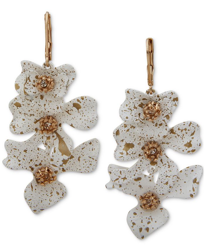 lonna & lilly Gold-Tone Crystal White Splatter Flower Statement ...