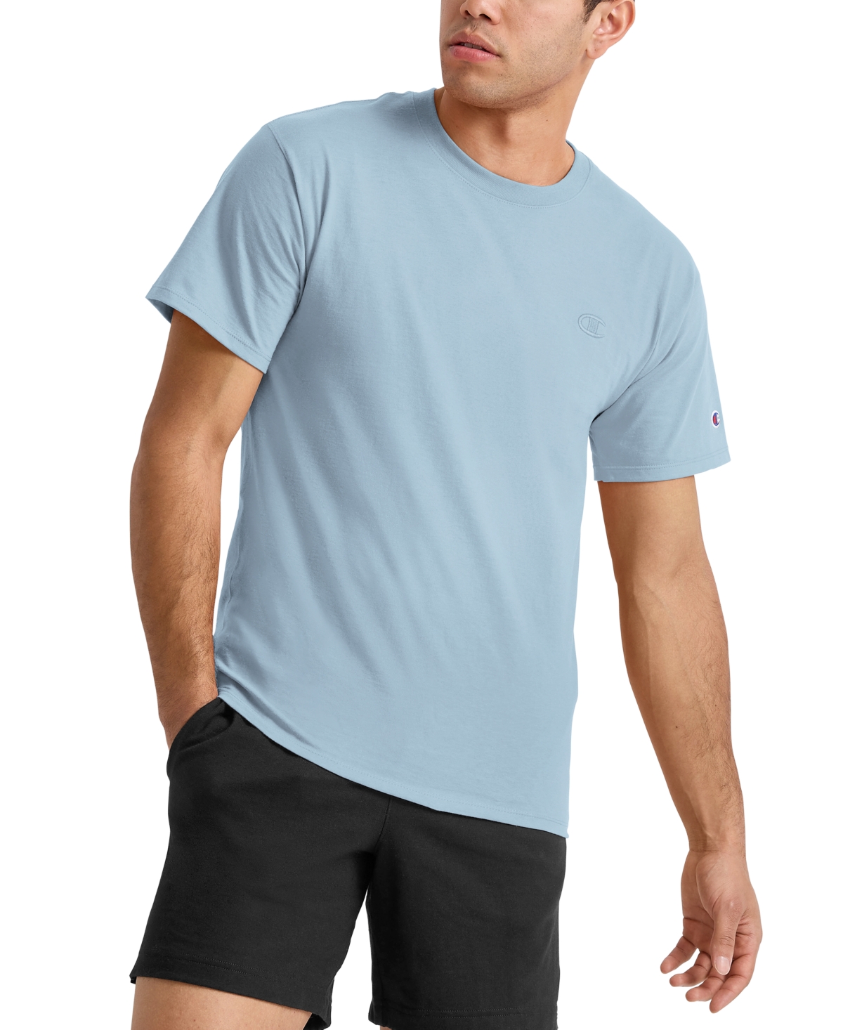 Shop Champion Men's Cotton Jersey T-shirt In Stone Crush Blue