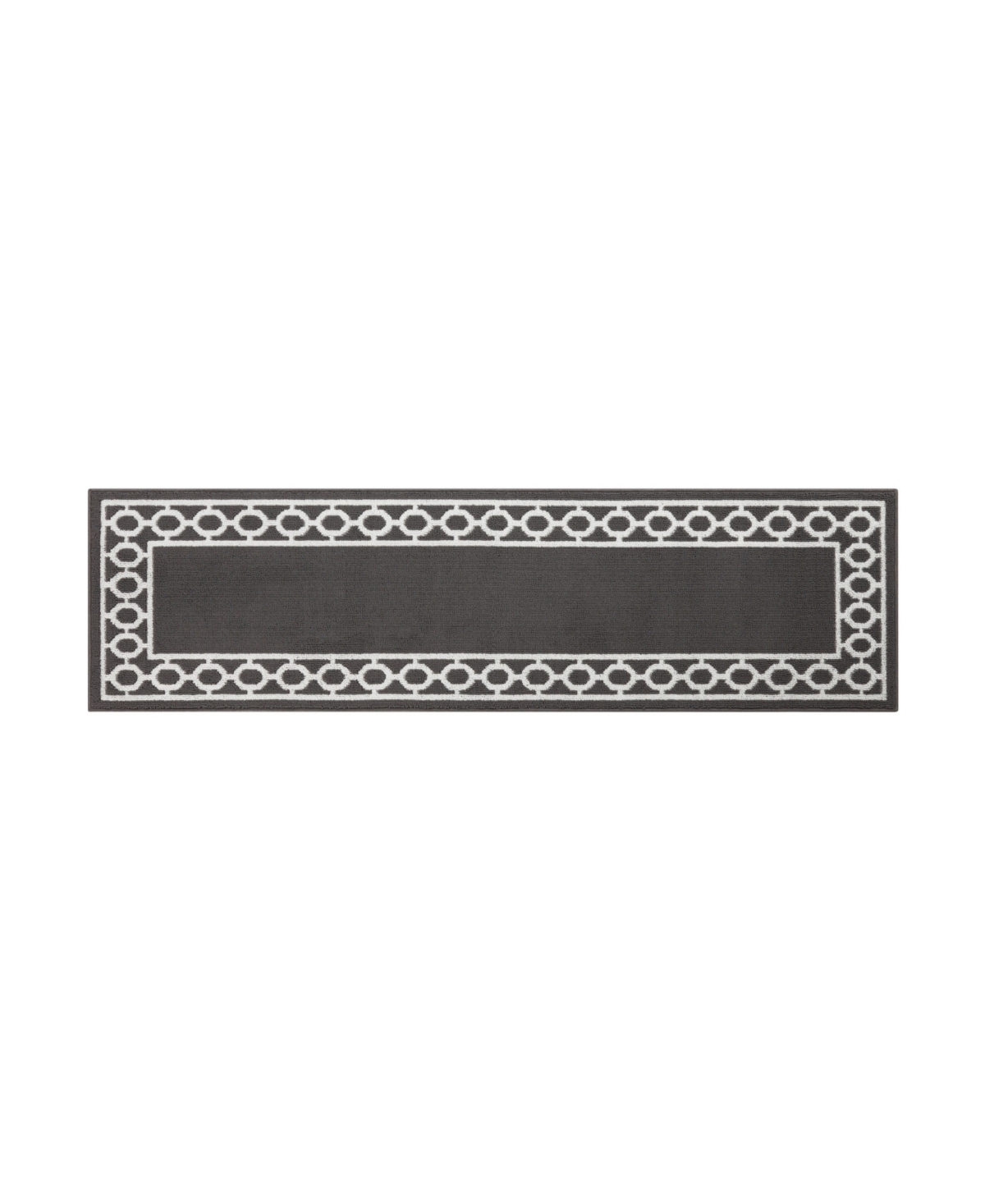 Jean Pierre Christine Trellis Border Tufted Runner Rug, 26" X 96" In Dark Gray And White