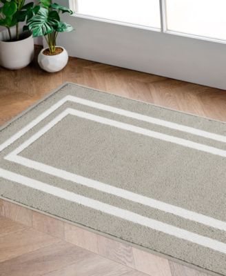 Jean Pierre Double Line Border Tufted - Machine Washable Runner Rug, 26" x 45"