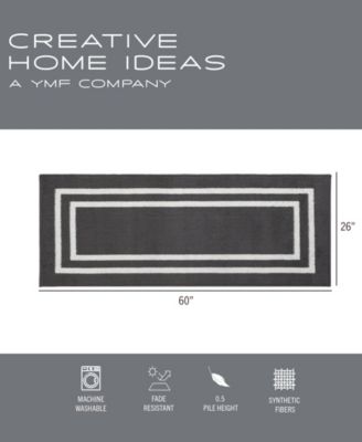 Jean Pierre Double Line Border Tufted - Machine Washable Runner Rug, 26" x 60"