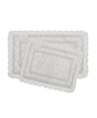 Laura Ashley Crochet Reversible Cotton Bath Rugs In Green