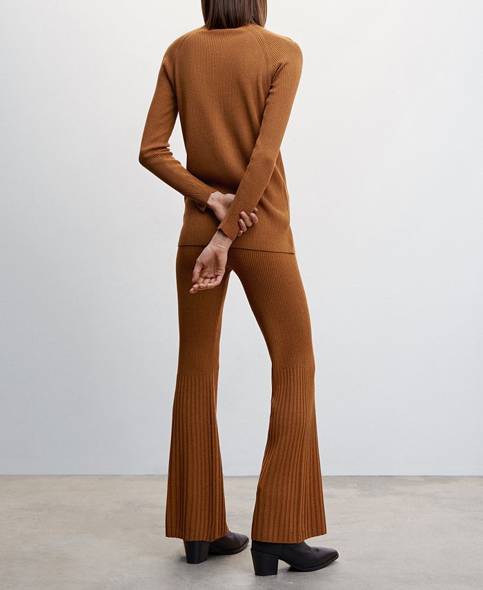 MANGO Women's High Collar Ribbed Knit Sweater Macy's