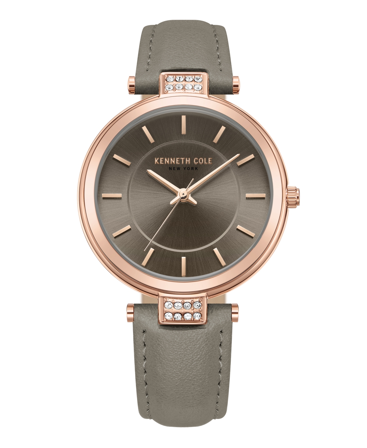 Women's Quartz Classic Gray Genuine Leather Watch 34mm - Gray