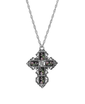 Symbols of Faith Enamel Cross Flower Necklace