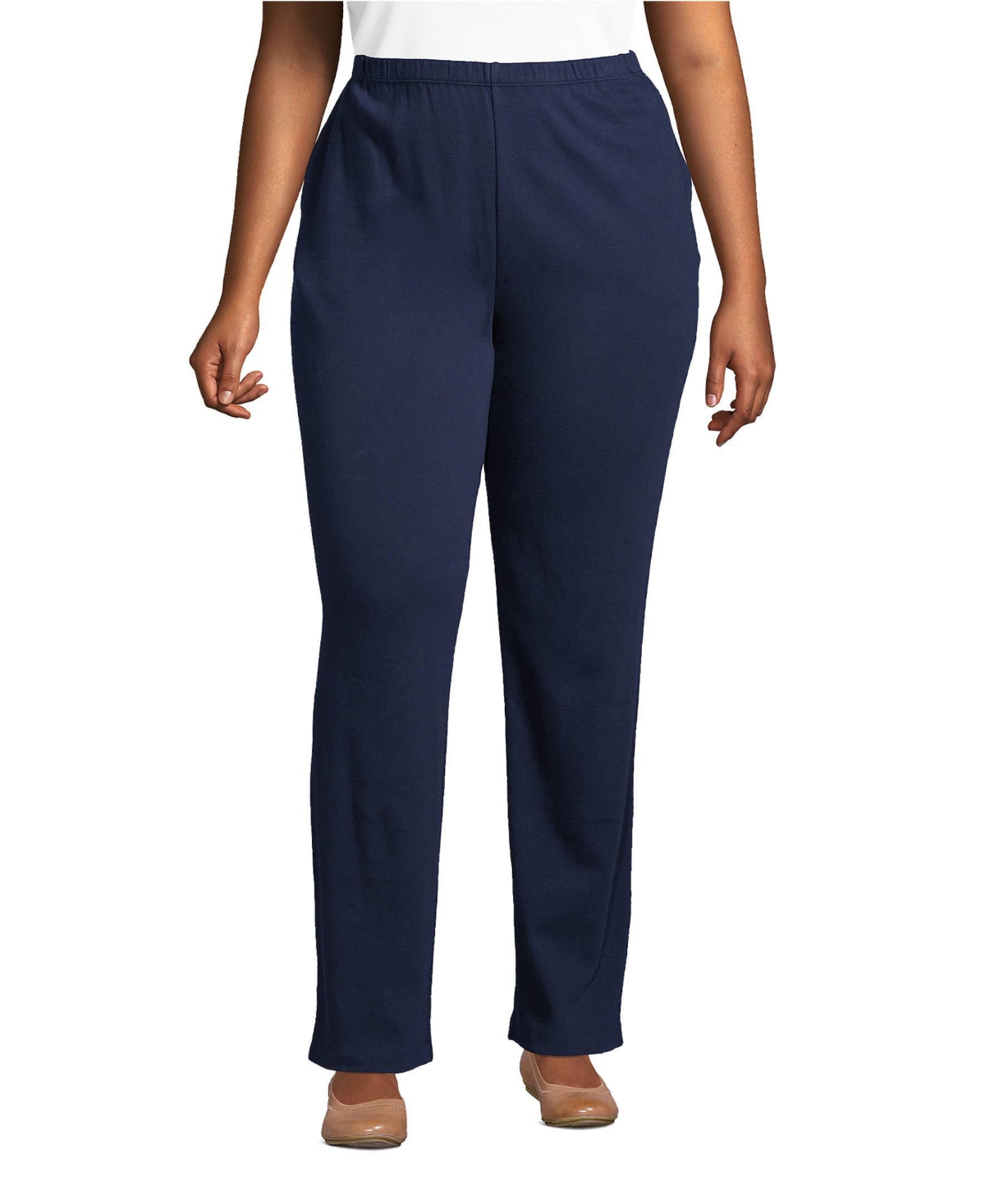 Lands' End Plus Size Sport Knit High Rise Pants