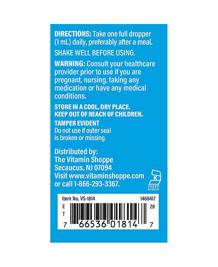 The Vitamin Shoppe B12 with Folic Acid Liquid Vitamin B for Energy
