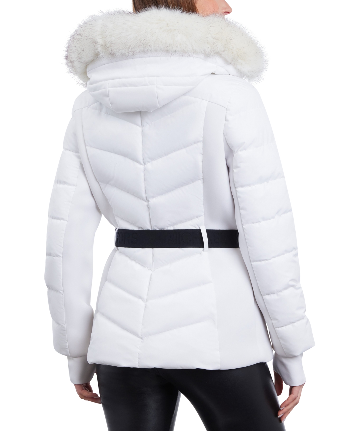 Michael Michael Kors Women's Belted Faux-Fur-Trim Hooded Puffer Coat