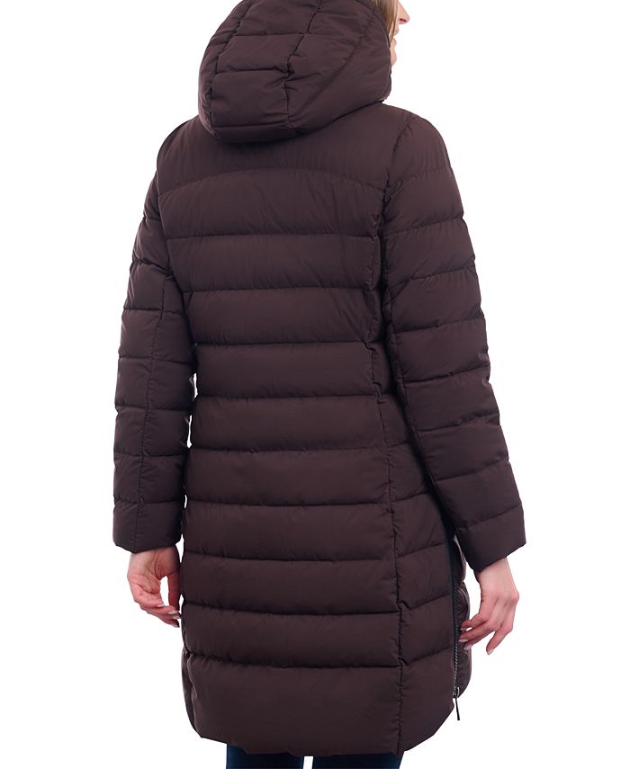 Michael Kors Women's Hooded Faux-Leather-Trim Puffer Coat, Created for ...